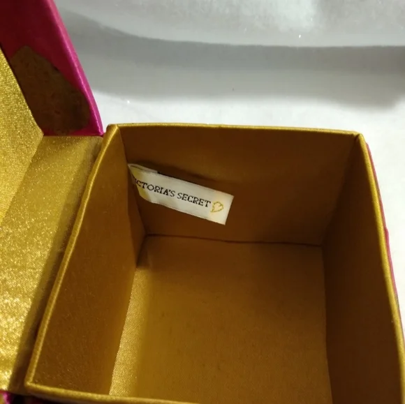 Victoria Secret Gold Pink here satin gift box